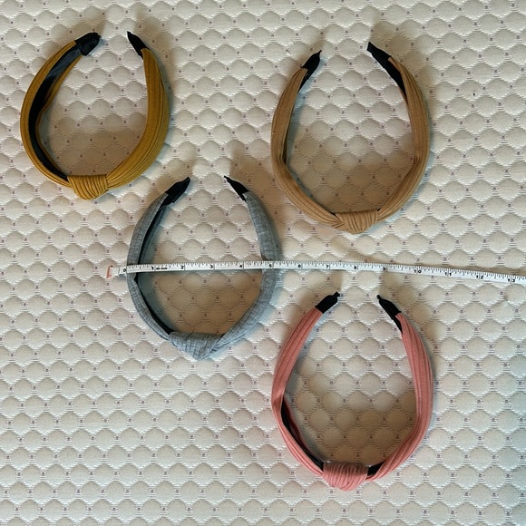 Cute headbands with a knot on top. Pink, grey, mustard, and tan. - Picture 10 of 11